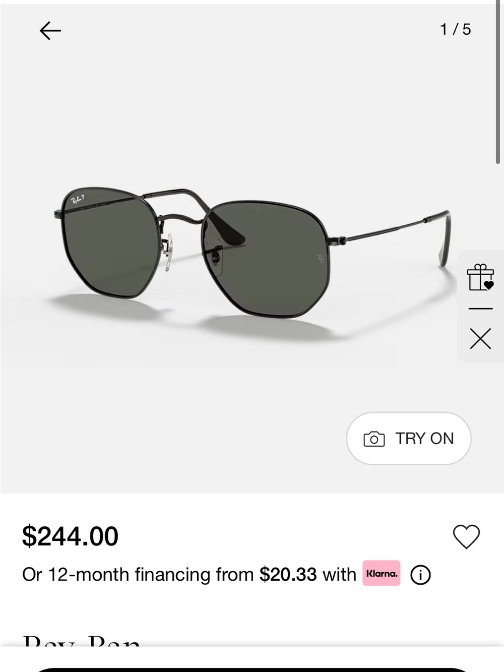Ray-Ban Men's Black Metal Aviator Sunglasses with Black Case